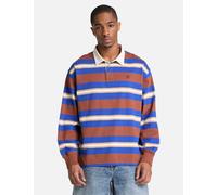 Timberland Cotton Striped Long Sleeve Polo Top Brown Mix