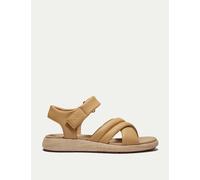Timberland female Belmar Waves Leather Flat Sandals - 5 - Beige, Black Mix,Beige