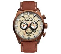 Timberland Henniker III TDWGF2100604 Men's Watch Leather Brown 46 mm Multifunction Watch Water Resistance 5 Bar, Brown, Strap.