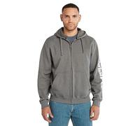 Timberland Hood Honcho Sport Full Zip Sweatshirt, Dark Charcoal Heather/White, XL Tall