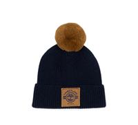 Timberland Kids pom-pom logo-patch beanie hat - Blue 42-46-50