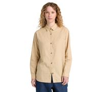 Timberland Linen Blend Long-sleeve Shirt Medium Beige size M | Button-Down Shirts Outlet | Women | Brown M