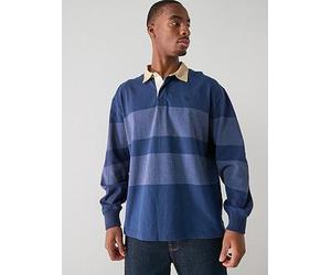 Timberland Long Sleeve Striped Rugby Polo Shirt, Navy, Size 2Xl, Men Navy
