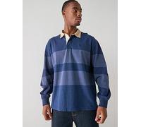 Timberland Long Sleeve Striped Rugby Polo Shirt, Navy, Size M, Men Navy