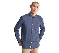Timberland male Mill Brook Slim Fit Pure Linen Overshirt - Dark Blue Denim, Dark Blue Denim