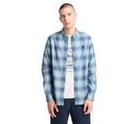 Timberland male Pure Cotton Poplin Check Overshirt - M - Denim, Denim