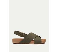 Timberland Malibu Waves Leather Flat Sandals Khaki Mix
