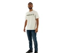 Timberland Men's Camo Linear Logo Short Sleeve Tee Undershirt, White, XXL