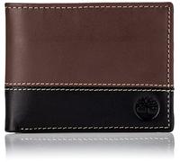 Timberland Men's Leather Passcase Trifold Wallet Hybrid, Brown/Black, One Size