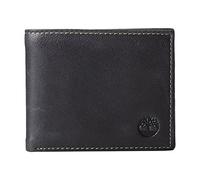 Timberland Men's Leather Wallet with Attached Flip Pocket, Black (Cloudy), One Size