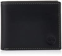Timberland Men's Leather Wallet with Attached Flip Pocket Travel Accessory-Bi-Fold, Black (Hunter), One Size