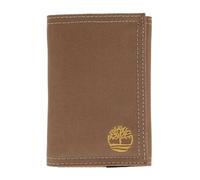 Timberland Men's Nylon Embroidered Trifold Wallet, Khaki