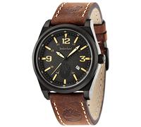 Timberland Men's Quartz Watch with Black Dial Analogue Display and Brown Leather Strap TBL.14641JSB/02