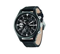 Timberland Men's Quartz Watch with Black Dial Chronograph Display and Black Leather Strap 14322JSB/02