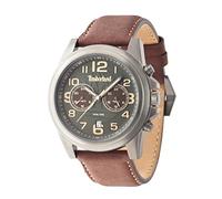 Timberland Men's Quartz Watch with Grey Dial Chronograph Display and Brown Leather Strap 14518JSU/61A