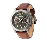 Timberland Men's Quartz Watch with Grey Dial Chronograph Display and Brown Leather Strap 14518JSU/61A