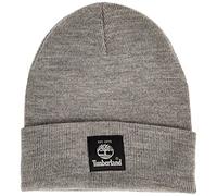 Timberland Men's Short Watch Cap With Woven Label Cold Weather Hat, Light Heather Grey 2, One Size UK