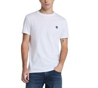 Timberland Mens T Shirts Classic Logo Summer Crew Neck Dunstan River Tops New - White Cotton - Size Large