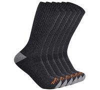 Timberland PRO Men's 6-Pack Performance Crew Length Socks Casual, Charcoal Heather, Large (Pack of 6)