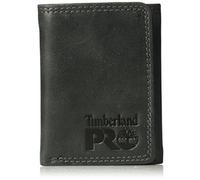 Timberland PRO mens Leather Rfid Trifold With Id Window Wallet, Black/Brandy, One Size UK