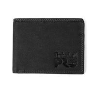 Timberland PRO mens Slim Leather Rfid Bifold With Back Id Window Wallet, Black/Bullard, One Size UK