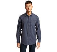 Timberland Pro Men's Woodfort Mid-weight Flannel Work Utility Button Down Shirt, Navy Heather, XXL UK
