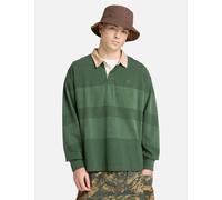 Timberland Pure Cotton Striped Rugby Shirt Dark Green