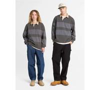 Timberland Pure Cotton Striped Rugby Shirt Dark Grey