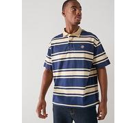 Timberland Short Sleeve Stripe Rubgy Polo Shirt, Navy, Size 32, Men Navy