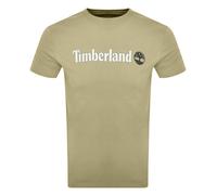 Timberland Men's Linear Logo Short Sleeve Tee Undershirt, Lemon Pepper, L