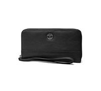 Timberland Women's Leather RFID Zip Around Wallet Clutch with Wristlet Strap, Black (Pebble), One Size