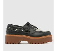 Timberland Women's Stone Street Boat Flats in Black & Brown, Snake Print, Suede, Size: 5 UK 5