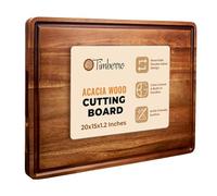 Timberro Acacia Wood Cutting Board - Large Thick Edge Grain Wooden Chopping Boards for Kitchen, Giant XL Organic Hardwood Carving Block for Raw Meat, Natural Butcher Blocks with Deep Juice Well