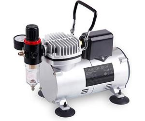 Timbertech Professional Upgraded Piston Airbrush Compressor ABPST07 with Motor Cool Down Fan/Powerful Working Pressure/Strong Airflow for Hobby, Food Decoration, Body Tattoo, Graphic and so on