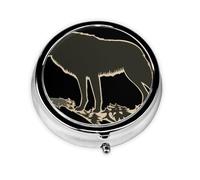 Timberwolf Silhouette Mini Round Pill Box, can be Put into Wallet, Pocket, Light and Convenient, 3 Compartment Pill Box, Portable Pill Box,