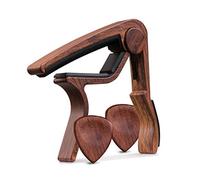 TimbreGear Rosewood Color Guitar Capo REAL WOOD PICKS INCLUDED (2) Set For Acoustic Guitar, Electric Guitar Quick Change For Easy Transpose (1 pack, rosewood)