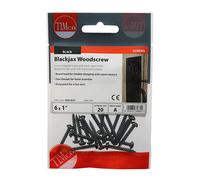 TIMCO Blackjax - PZ - Round - Black Woodscrews - 6 x 1-20pcs