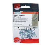 Timco 00634CWZP Twin-Thread Woodscrews - Pz - Double Countersunk - Zinc 6 X 3/4 TIMpac 40