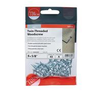 Timco 00658CWZP Twin-Thread Woodscrews - Pz - Double Countersunk - Zinc 6 X 5/8 TIMpac 45