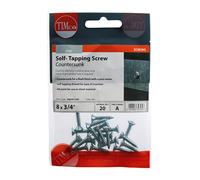 TIMco 00834CCAZP PZ2 Countersunk BZP Self Tapping Screw 8 x 3/4 - Zinc (Pack of 20)