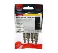 TIMco Shield Anchor Loose Bolts M6/25L - Zinc/Yell Pass - Bag of 4