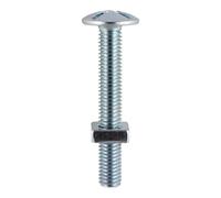 TIMco 0630RBP BZP Roofing Bolt and Square Nut M6 x 30 - Zinc (Pack of 10)