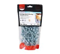 Timco 0650CBB Carriage Bolts & Hex Nuts - Zinc M6 X 50 TIMbag 90