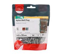 Timco 06NLPB Nylon Plugs 6.0 X 30 TIMbag 200