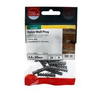Timco 06NLPP Nylon Plugs 6.0 X 30 TIMpac 20