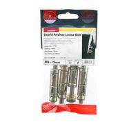 Timco 0825LSHP Shield Anchor Loose Bolts - Yellow M8:25L (M8 X 75) TIMpac 4