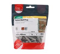 Timco 08NLPB Nylon Plugs 8.0 X 40 TIMbag 100