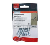 Timco 10212CWZP Twin-Thread Woodscrews - Pz - Double Countersunk - Zinc 10 X 2 1/2 TIMpac 10