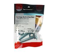 TIMCO Carriage Bolts & Hex Nuts Zinc - 1050CBP - Pack of 2- you get 9
