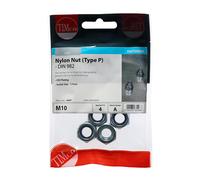 Timco 10NPP Nylon Nuts - Type P - Zinc M10 TIMpac 4